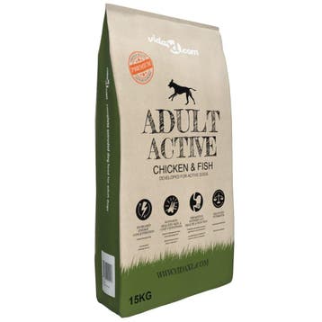 vidaXL Premium hondenvoer droog Adult Active Chicken & Fish, Dieren en Toebehoren, Verzenden, Nieuw