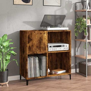 vidaXL Platenkast 84,5x38x89 cm bewerkt hout gerookt, Verzenden, Nieuw