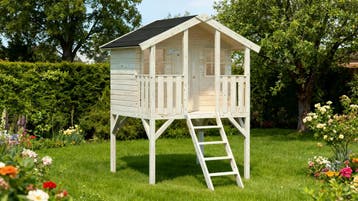 Speelhuis op poten 16mm met veranda WOODY Nora Premium hout, Ophalen of Verzenden, Nieuw