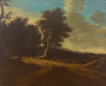 Europese school (XVIII) - Paesaggio con personaggio e