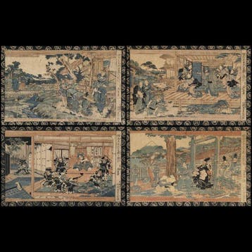 Keisai Eisen /  (1790–1848) Vier prenten uit de serie