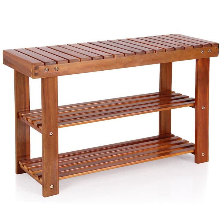 2-in-1 schoenenrek en bank gemaakt van acaciahout - 70 cm, Huis en Inrichting, Complete inboedels, Verzenden