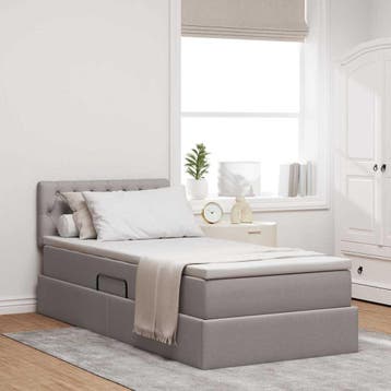 vidaXL Opbergbed met matras met hoofdeinde Taupe 100 x 200, Verzenden, Nieuw