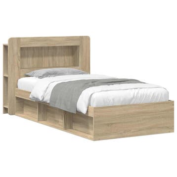 vidaXL Bedframe met opslag Sonoma Eiken 80 x 200 cm Bewerkt, Eenpersoons, Bruin, Verzenden, Nieuw