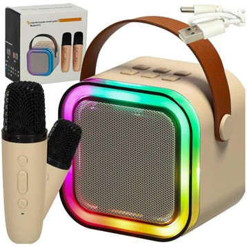 Ikonka Karaoke Set met 2 Microfoons – Bluetooth LED, Ophalen of Verzenden, Nieuw
