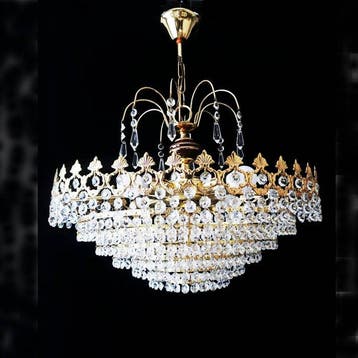 Plafondlamp - Messing, Kristal - Italiaanse hanglamp, Nieuw