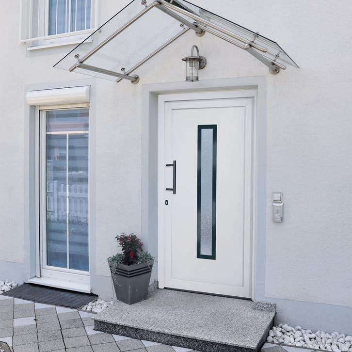 vidaXL Voordeur 88x200 cm PVC wit, Doe-het-zelf en Verbouw, Deuren en Horren, Nieuw, Verzenden