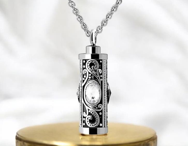 201 RVS Gedenk hanger mini urn cilinder met blanke steen..., Hobby en Vrije tijd, Kralen en Sieraden maken, Kraal, Nieuw, Ophalen of Verzenden