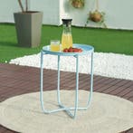 Tuintafel Sandefjord bijzettafel rond metaal 53xØ40 cm hemel, Verzenden, Nieuw