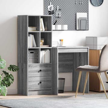 vidaXL Bureau Grijs Sonoma 105,5 x 50 x 127 cm 2 st, Verzenden, Nieuw