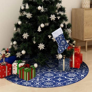 vidaXL Kerstboomrok luxe met sok 90 cm stof blauw, Diversen, Kerst, Verzenden, Nieuw