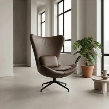 Set van 2 Leren draaifauteuils Soul - Toledo Espresso, Huis en Inrichting, Nieuw, Ophalen of Verzenden, 75 tot 100 cm, Leer