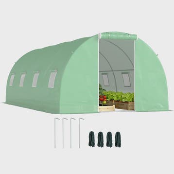 Outsunny Tunnelkas 18m² - 6x3x2m - Groene PE Tunnelkas met R, Verzenden, Nieuw
