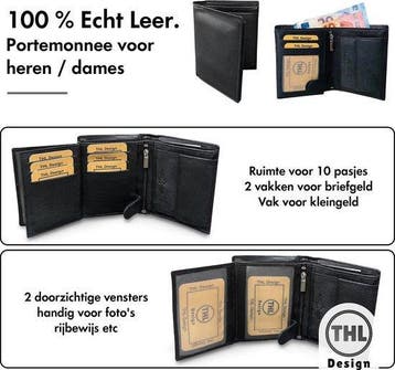 THL Design Portemonnee Heren Portefeuille Heren / Dames, Overige merken, Verzenden, Zwart, Nieuw