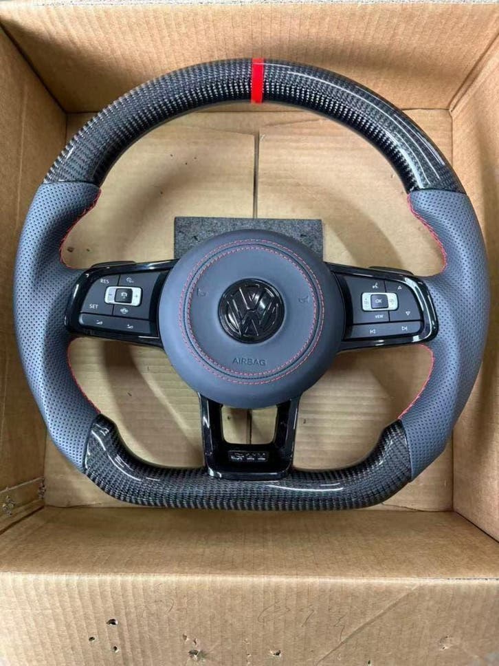 Volkswagen Golf 7/7,5 GTI/R Polo Stuur leder en Carbon, Auto-onderdelen, Besturing, Nieuw, 3 maanden garantie, Volkswagen, Ophalen of Verzenden
