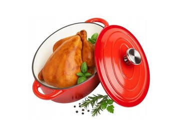 Veiling - Geëmailleerde Gietijzeren Braadpan 6.4 L– Diep, Nieuw