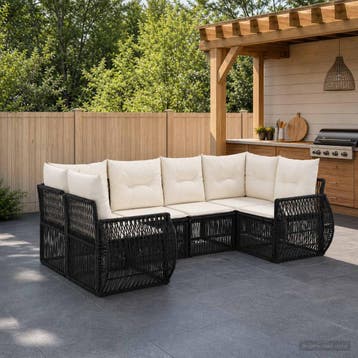 vidaXL Tuinbankenset 6 st 6-Aantal zitplaatsen Zwart en, Verzenden, Nieuw, 6 zitplaatsen