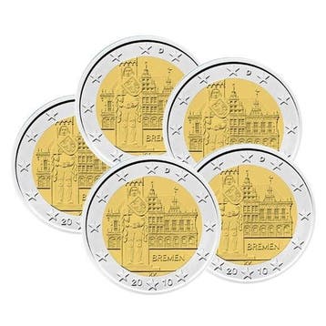 Duitsland 2 Euro Set Bremen 2010 UNC, Postzegels en Munten, Verzenden