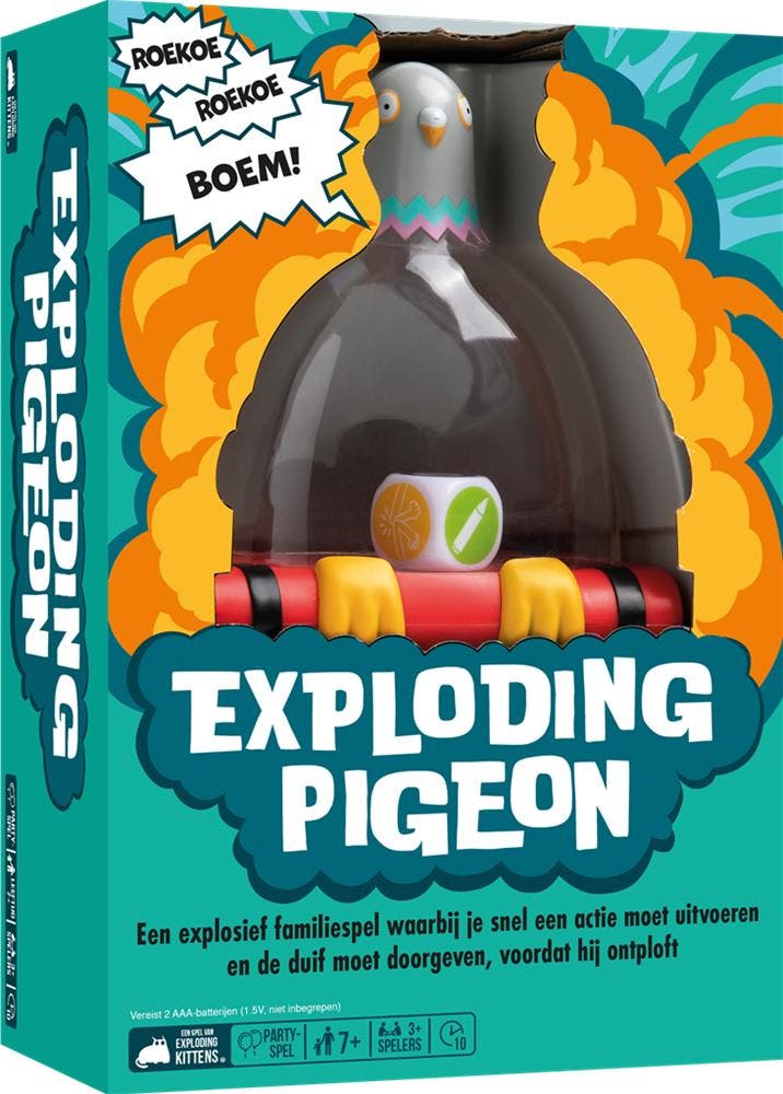 Exploding Pigeon NL | Exploding Kittens - Gezelschapsspellen, Hobby en Vrije tijd, Gezelschapsspellen | Bordspellen, Nieuw, Verzenden