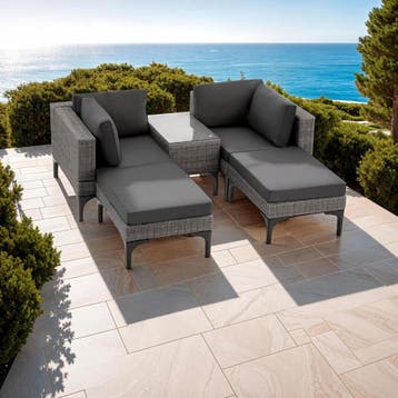 Rotanlounge met aluminium frame Bellaria - grijs, Tuin en Terras, Tuinsets en Loungesets, Verzenden, Nieuw