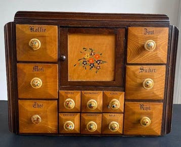 Kruidenrek - Hout, Porselein - kruidenkast / keukenkast