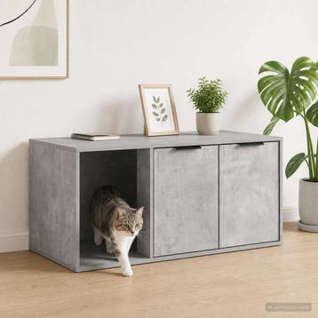 vidaXL Kattenkrat meubel Betongrijs 100 x 49 x 45 cm Bewerkt, Verzenden, Nieuw