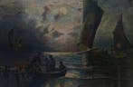 Franse school (XIX) - Pescatori nella notte - No Reserve, Antiek en Kunst