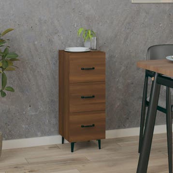 vidaXL Dressoir 34,5x34x90 cm bewerkt hout bruin eikenkleur, Minder dan 50 cm, Verzenden, Nieuw, 25 tot 50 cm
