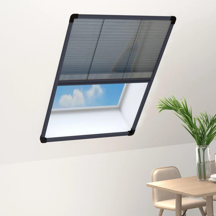 vidaXL Raamhor plissé 80x120 cm aluminium antracietkleurig, Huis en Inrichting, Stoffering | Gordijnen en Lamellen, Nieuw, Verzenden