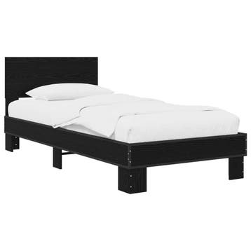 vidaXL Bedframe met Hoofdeinde Zwart eiken 80 x 200 cm, Verzenden, Nieuw, Zwart, Hout
