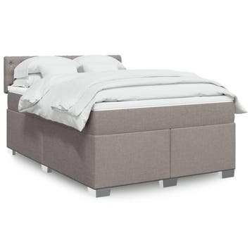 vidaXL Boxspring met matras stof taupe 140x200 cm, Verzenden, 140 cm, 200 cm, Stof