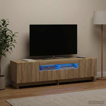 vidaXL LED tv-meubel EDE 153 x 35 x 43 cm Sonoma Eiken, Huis en Inrichting, Minder dan 50 cm, Verzenden, Nieuw, Minder dan 100 cm