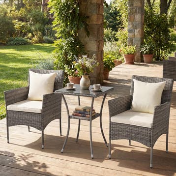 2dekans | Coast 3-delige tuinset - 2 rotan tuinstoelen met, Ophalen of Verzenden, Zo goed als nieuw
