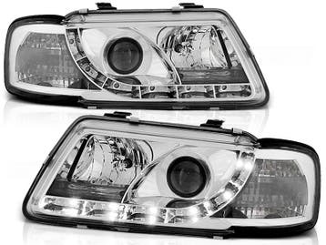 Koplampen Audi A3 8L 96-00 LED Devil Eyes DRL look Chroom, Auto-onderdelen, Ophalen of Verzenden, Nieuw