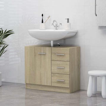 vidaXL Wastafelkast 63x30x54 cm bewerkt hout sonoma, Verzenden, Nieuw, Wastafelkast, Minder dan 100 cm