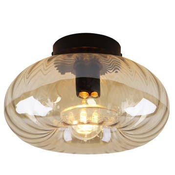 Retro plafondlamp amber, Diane, Huis en Inrichting, Ophalen of Verzenden, Nieuw, Glas