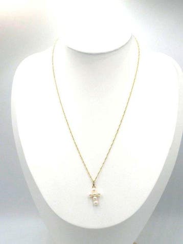 Ketting met hanger - 18 karaat Geel goud Parel