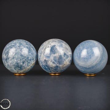 Zeldzame natuurlijke blauw-calciet bolletjesset – 3