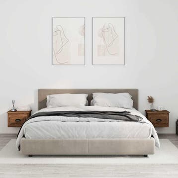 vidaXL Nachtkastjes 2 st wandgemonteerd 41,5x36x28 cm bruin, Huis en Inrichting, Slaapkamer | Nachtkastjes, Minder dan 45 cm, Verzenden
