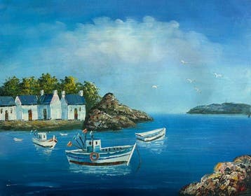 Tirar (1958 - ) - Quiétude sur le lac, Antiek en Kunst, Kunst | Schilderijen | Klassiek