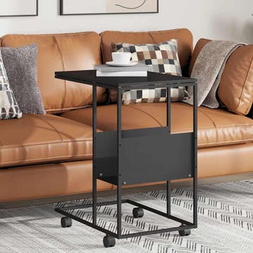 vidaXL Bijzettafel met wieltjes 55x36x63,5 cm bewerkt hout, Minder dan 50 cm, 50 tot 100 cm, Verzenden, Nieuw