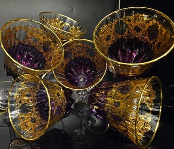 ISMIE LUX - Drinkservies (6) - luxe paarse juwelen, rijk aan, Antiek en Kunst