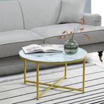 [en.casa] Salontafel Uppvidinge 45xØ80 cm marmer look wit en, Huis en Inrichting, Tafels | Salontafels, Verzenden, Nieuw