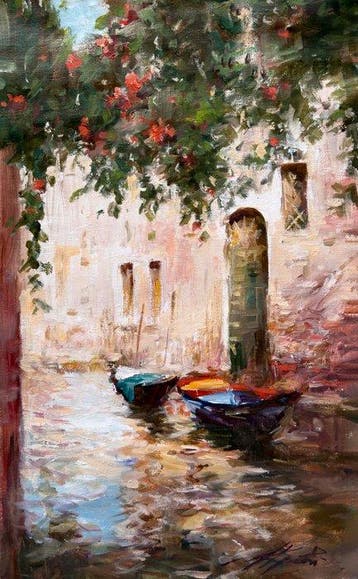 Mikhail Kraiev (1957) - Venise – Cour secrète au bord du