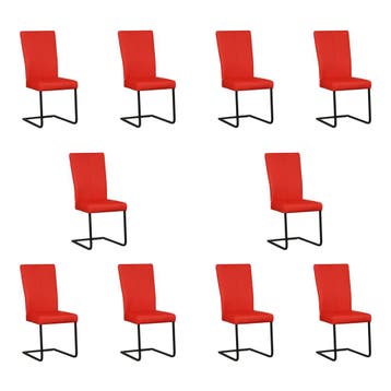Set van 10 Leren eetkamerstoelen Dare - Toledo Ferrari, Ophalen of Verzenden, Nieuw, Leer, Vijf, Zes of meer stoelen