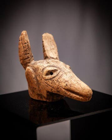 Uit hout gesneden diervormig marionettenhoofd - Sogo Kun -, Antiek en Kunst