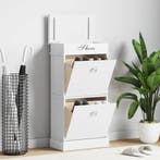 vidaXL Schoenenkast 50x28x98 cm paulowniahout wit, Verzenden, Nieuw