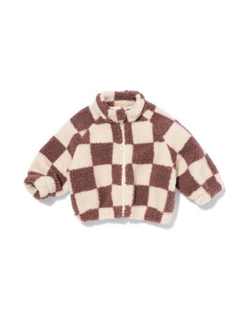 HEMA Babyjas bomberjack teddy ruiten bruin, Verzenden, Nieuw
