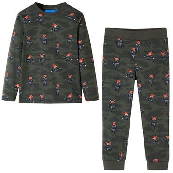 vidaXL Kinderpyjama met lange mouwen 128 kakikleurig, Verzenden, Nieuw