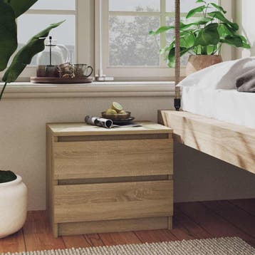 vidaXL Nachtkastjes 2 st 50x39x43,5 cm bewerkt hout sonoma, Minder dan 45 cm, Verzenden, Nieuw, Minder dan 55 cm